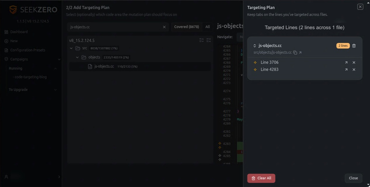 Mutation Plan targeting lines in JSObject::CreateDataProperty and TryFastAddDataProperty